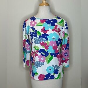 Melly M Floral Preppy Smooth Knit Top Women's L